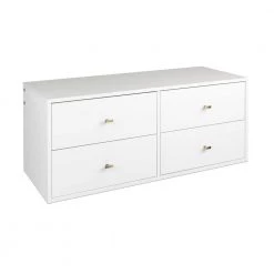 Milo 4-Drawer White Floating Dresser 17.25 in. H x 42.25 in. W x 16 in. D by Prepac -ZIRUWU || Prepac Shop white prepac dressers wdbw 1412 1 fa 1000