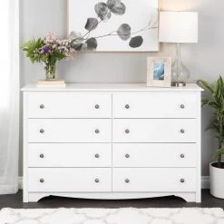 Monterey 8-Drawer White Dresser 36.25 in. H x 59 in. W x 15.75 in. D by Prepac