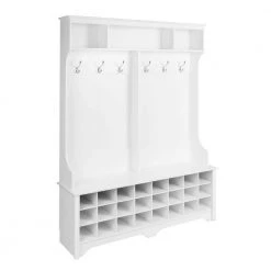 60 in. White Wide Hall Tree with 24 Shoe Cubbies by Prepac -ZIRUWU || Prepac Shop white prepac hall trees wsog 0013 1 4f 1000