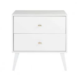 Milo Mid Century Modern 2-Drawer White Nightstand by Prepac