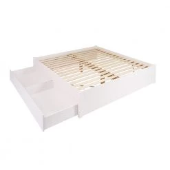 Select White King 4-Post Platform Bed with 2-Drawers by Prepac