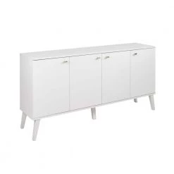 Milo Mid-Century Modern White 4-Door Buffet by Prepac