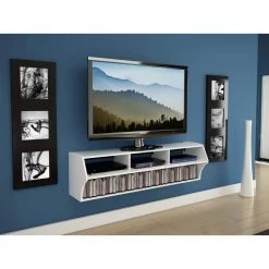 Altus 58 in. White Composite Floating Entertainment Center Fits TVs Up to 60 in. with Wall Mount Feature by Prepac -ZIRUWU || Prepac Shop white prepac tv stands wcaw 0208 1 a0 1000