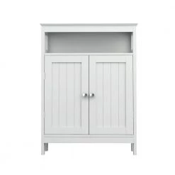 Bathroom standing storage with double shutter doors cabinet-White by ZIRUWU