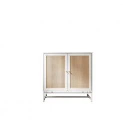 White Natural rattan 2 door cabinet,with 1 Adjustable Inner Shelves,rattan,Accent Storage Cabinet by ZIRUWU