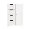 White Wood Cabinet with Adjustable Shelf and Drawers by ZIRUWU