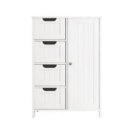 White Wood Cabinet with Adjustable Shelf and Drawers by ZIRUWU