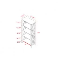31.50 in. Wide White 4 Bookcasewith Sturdy Solid Frame, Shelves for Home and Office Organizer by ZIRUWU