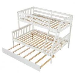 White Twin Over Full Bunk Bed with Trundle, Convertible into 2 Beds by ZIRUWU -ZIRUWU || Prepac Shop white ziruwu bunk beds zt zqp2wb c3 1000