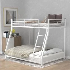 White Twin over Full Metal Bunk Bed by ZIRUWU -ZIRUWU || Prepac Shop white ziruwu bunk beds zzq wqy66a 31 1000
