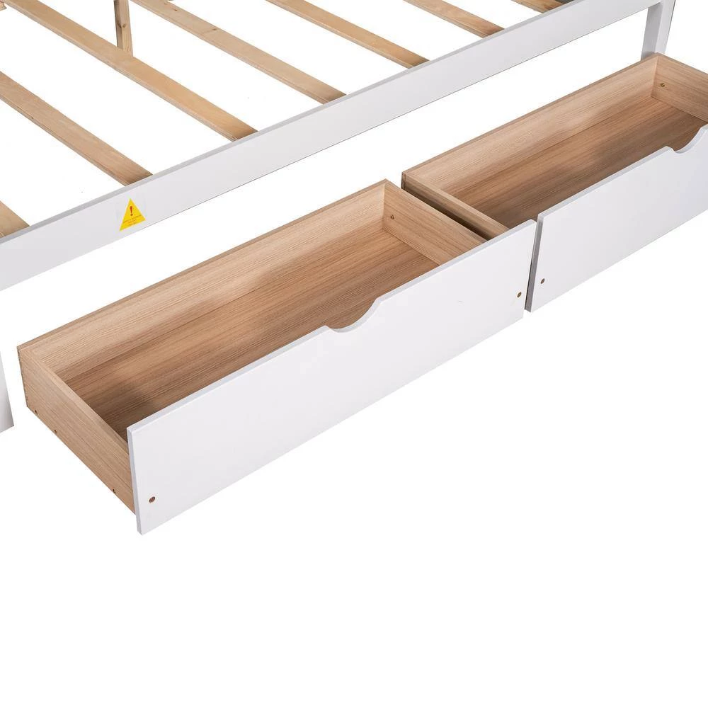57 in. W White Full Frame Canopy Bedwith Two Drawers,With Slat Support Leg Frame by ZIRUWU 8 57 in. W White Full Frame Canopy Bedwith Two Drawers,With Slat Support Leg Frame by ZIRUWU - Image 8