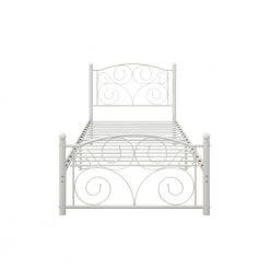Twin Size Unique Flower Sturdy System Metal Bed Frame with Headboard and Footboard by ZIRUWU