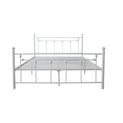 Twin Size Metal Bed Frame with Headboard and Footboard (White) by ZIRUWU