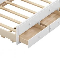 78.7 in. White Full Captain Bed With Twin Size Trundle and 3 Drawers Made By Solid Wood by ZIRUWU -ZIRUWU || Prepac Shop white ziruwu platform beds zt zqpb1a 1f 1000