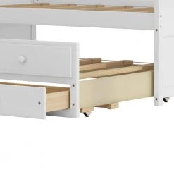 78.7 in. White Full Captain Bed With Twin Size Trundle and 3 Drawers Made By Solid Wood by ZIRUWU -ZIRUWU || Prepac Shop white ziruwu platform beds zt zqpb1a 44 1000