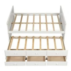 78.7 in. White Full Captain Bed With Twin Size Trundle and 3 Drawers Made By Solid Wood by ZIRUWU