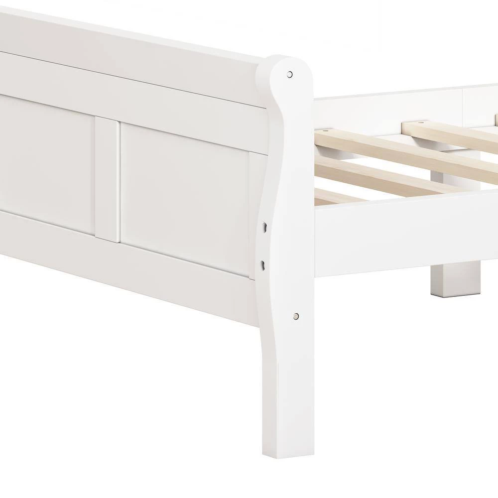 81.4 in. W White Wood Frame Twin Platform Bed by ZIRUWU 5 81.4 in. W White Wood Frame Twin Platform Bed by ZIRUWU - Image 5