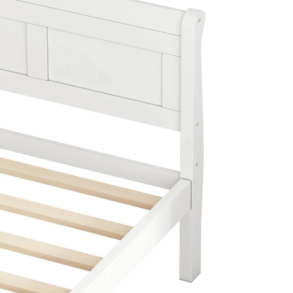 81.4 in. W White Wood Frame Twin Platform Bed by ZIRUWU 4 81.4 in. W White Wood Frame Twin Platform Bed by ZIRUWU - Image 4