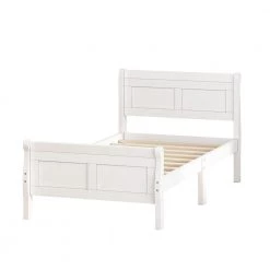 81.4 in. W White Wood Frame Twin Platform Bed by ZIRUWU