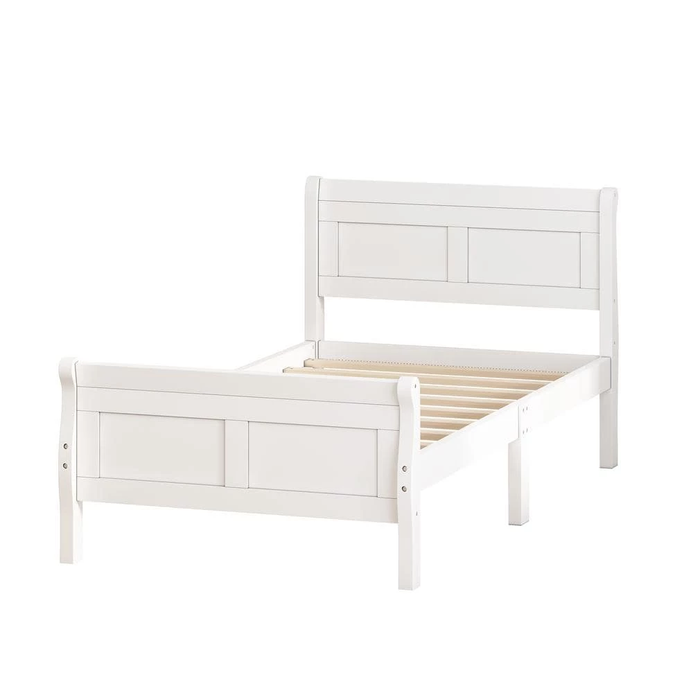 81.4 in. W White Wood Frame Twin Platform Bed by ZIRUWU 1 81.4 in. W White Wood Frame Twin Platform Bed by ZIRUWU
