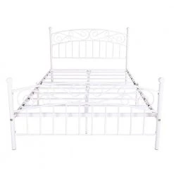 59.84 in. W White Queen Metal Frame Platform Bed with headboard and footboard, heavy duty and quick assembly by ZIRUWU