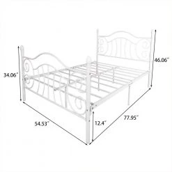 54.53 in. W White Full Metal Frame Platform Bed with headboard and footboard, heavy duty and quick assembly by ZIRUWU -ZIRUWU || Prepac Shop white ziruwu platform beds zzq yuda7525a 1d 1000