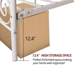 54.53 in. W White Full Metal Frame Platform Bed with headboard and footboard, heavy duty and quick assembly by ZIRUWU -ZIRUWU || Prepac Shop white ziruwu platform beds zzq yuda7525a 1f 1000