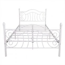 54.53 in. W White Full Metal Frame Platform Bed with headboard and footboard, heavy duty and quick assembly by ZIRUWU -ZIRUWU || Prepac Shop white ziruwu platform beds zzq yuda7525a 44 1000