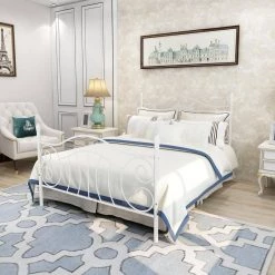 54.53 in. W White Full Metal Frame Platform Bed with headboard and footboard, heavy duty and quick assembly by ZIRUWU -ZIRUWU || Prepac Shop white ziruwu platform beds zzq yuda7525a c3 1000