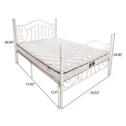 54.53 in. W White Full Metal Frame Platform Bed with headboard and footboard, heavy duty and quick assembly by ZIRUWU -ZIRUWU || Prepac Shop white ziruwu platform beds zzq yuda7525a fa 1000