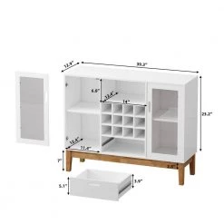 White Sideboards with an Open Shelf, a Utility Drawer, 2 Concealed Cabinets and a 12-Grid Wine Rack by ZIRUWU -ZIRUWU || Prepac Shop white ziruwu sideboards buffet tables zqp sn2sb c3 1000