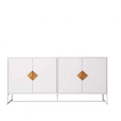 White Solid wood storage sideboard with 4 doors and double by ZIRUWU