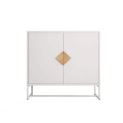 White Solid Wood Sideboard with Square Shape Handle 2 Doors by ZIRUWU