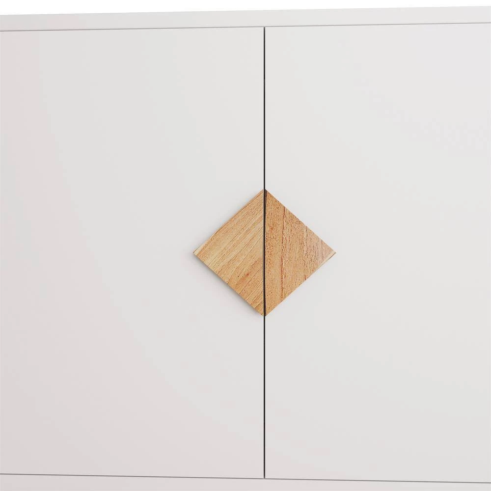 White Solid Wood Sideboard with Square Shape Handle 2 Doors by ZIRUWU 8 White Solid Wood Sideboard with Square Shape Handle 2 Doors by ZIRUWU - Image 8