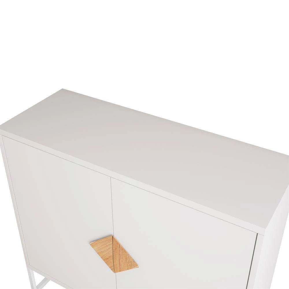 White Solid Wood Sideboard with Square Shape Handle 2 Doors by ZIRUWU 7 White Solid Wood Sideboard with Square Shape Handle 2 Doors by ZIRUWU - Image 7