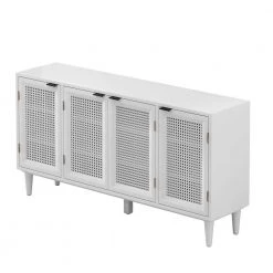 White Large Storage Space Sideboard with Artificial Rattan Door by ZIRUWU