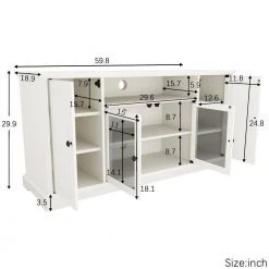 White TV Stand for TV up to 65in. with 2 Tempered Glass Doors Adjustable Panels Open Style Cabinet by ZIRUWU -ZIRUWU || Prepac Shop white ziruwu tv stands zt zqp1tvst c3 1000